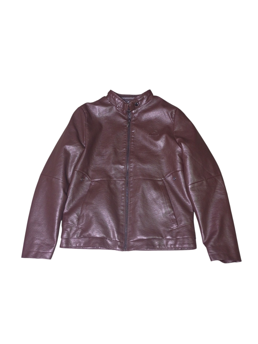 Desigual Men's Dark Brown Faux Leather Bomber Jacket